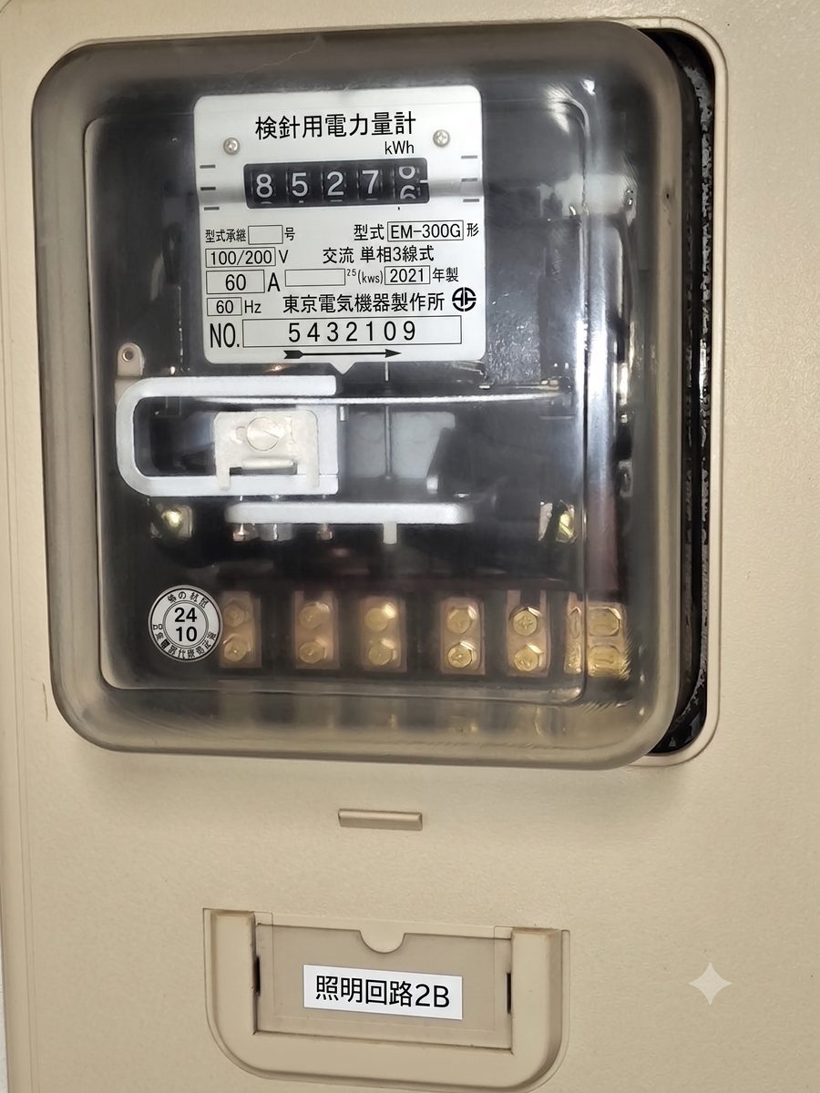 電力量メーターの検針写真